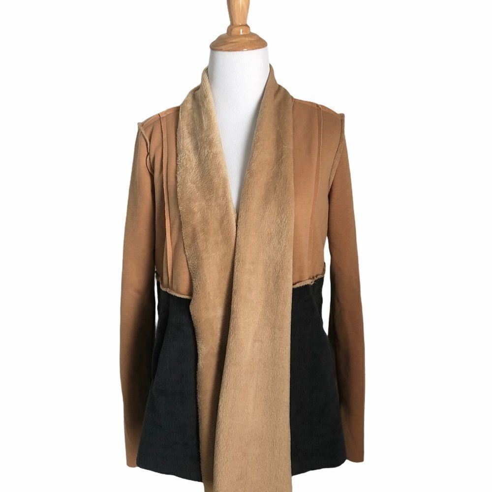 Anama soft jersey knit & fleece waterfall cardigan